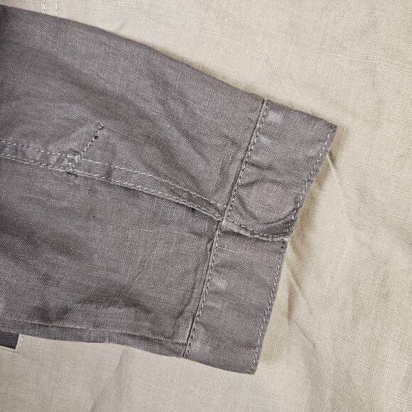 Eileen Fisher Moto Jacket Coated Organic Linen Asymmetric Casual Taupe Size PL - Picture 10 of 16